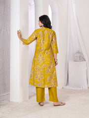 Larqi Women Silk Blend Mustard 3 Pcs Set