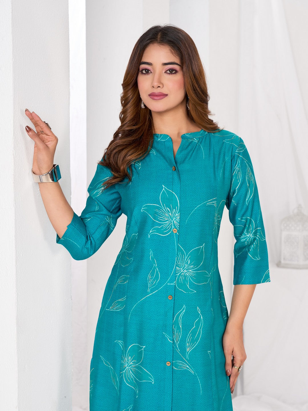 Larqi Women Silk Blend Blue 3 Pcs Set