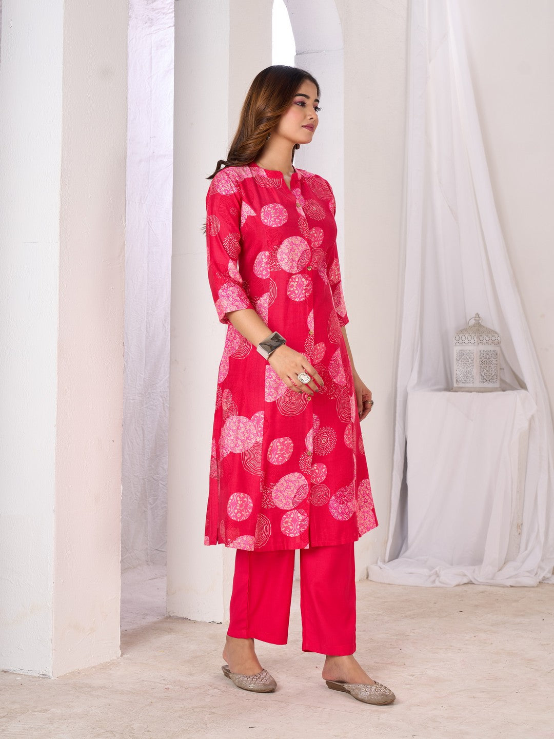 Larqi Women Silk Blend Pink 3 Pcs Set