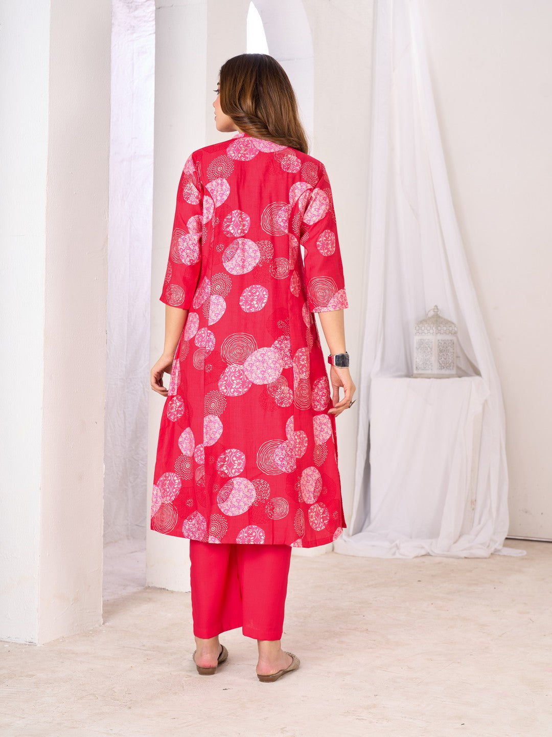 Larqi Women Silk Blend Pink 3 Pcs Set