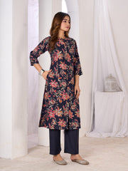 Larqi Women Silk Blend Blue 3 Pcs Set