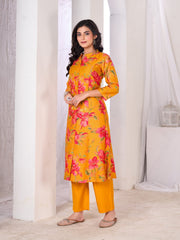 Larqi Women Silk Blend Yellow 3 Pcs Set