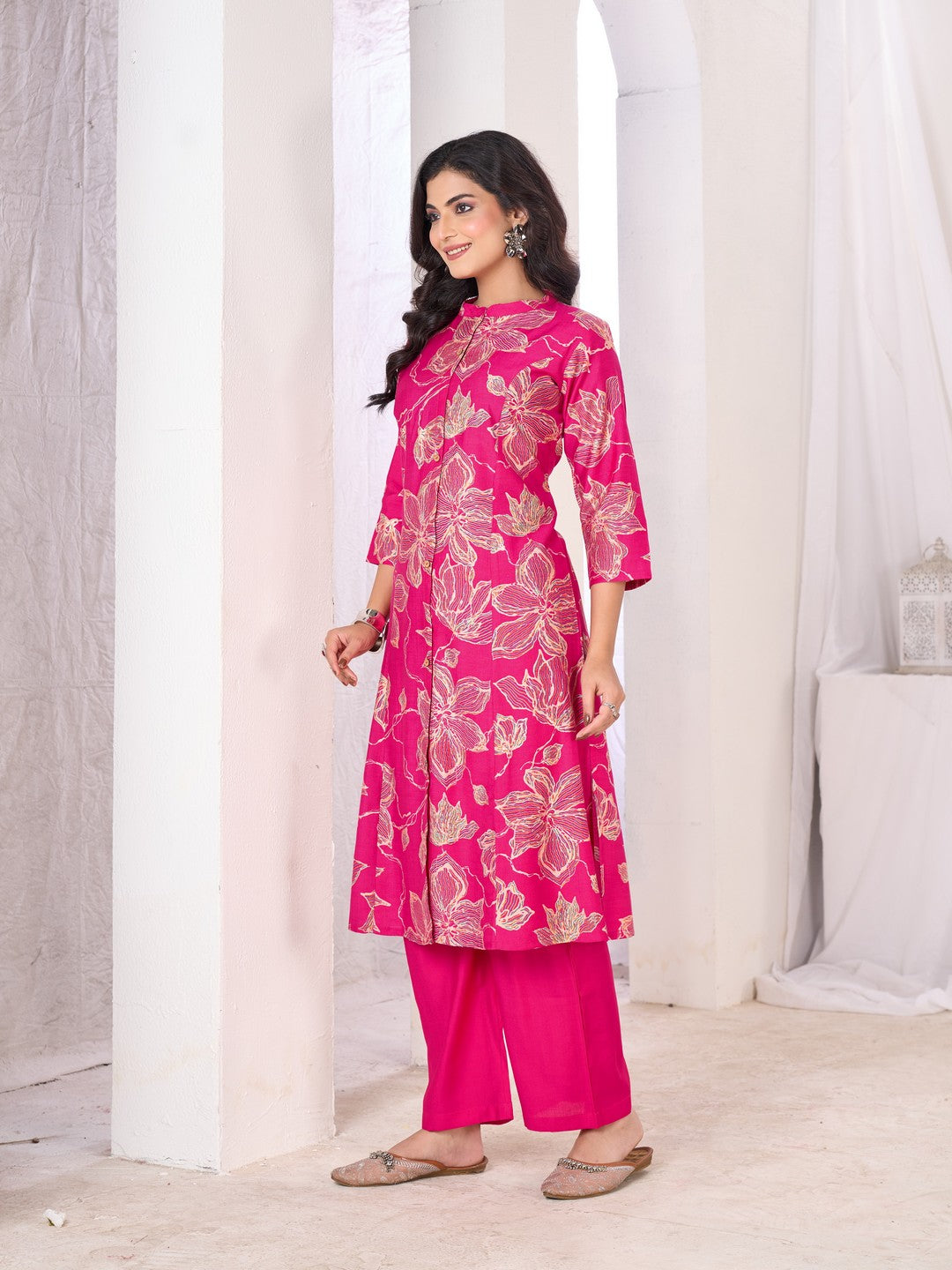 Larqi Women Silk Blend Pink 3 Pcs Set