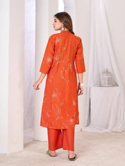 Larqi Women Silk Blend Orange 3 Pcs Set