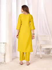 Larqi Women Chanderi Yellow 3 Pcs Set