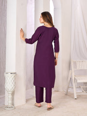 Larqi Women Chanderi Purple 3 Pcs Set
