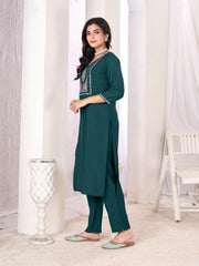 Larqi Women Chanderi Blue 3 Pcs Set