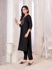 Larqi Women Chanderi Black 3 Pcs Set