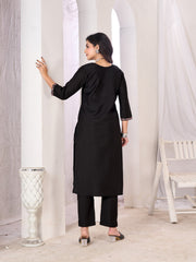 Larqi Women Chanderi Black 3 Pcs Set