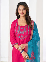 Larqi Women Chanderi Pink 3 Pcs Set