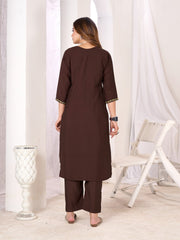 Larqi Women Chanderi Maroon 3 Pcs Set