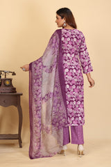 Larqi Women Pure Cotton Purple 3 Pcs Set