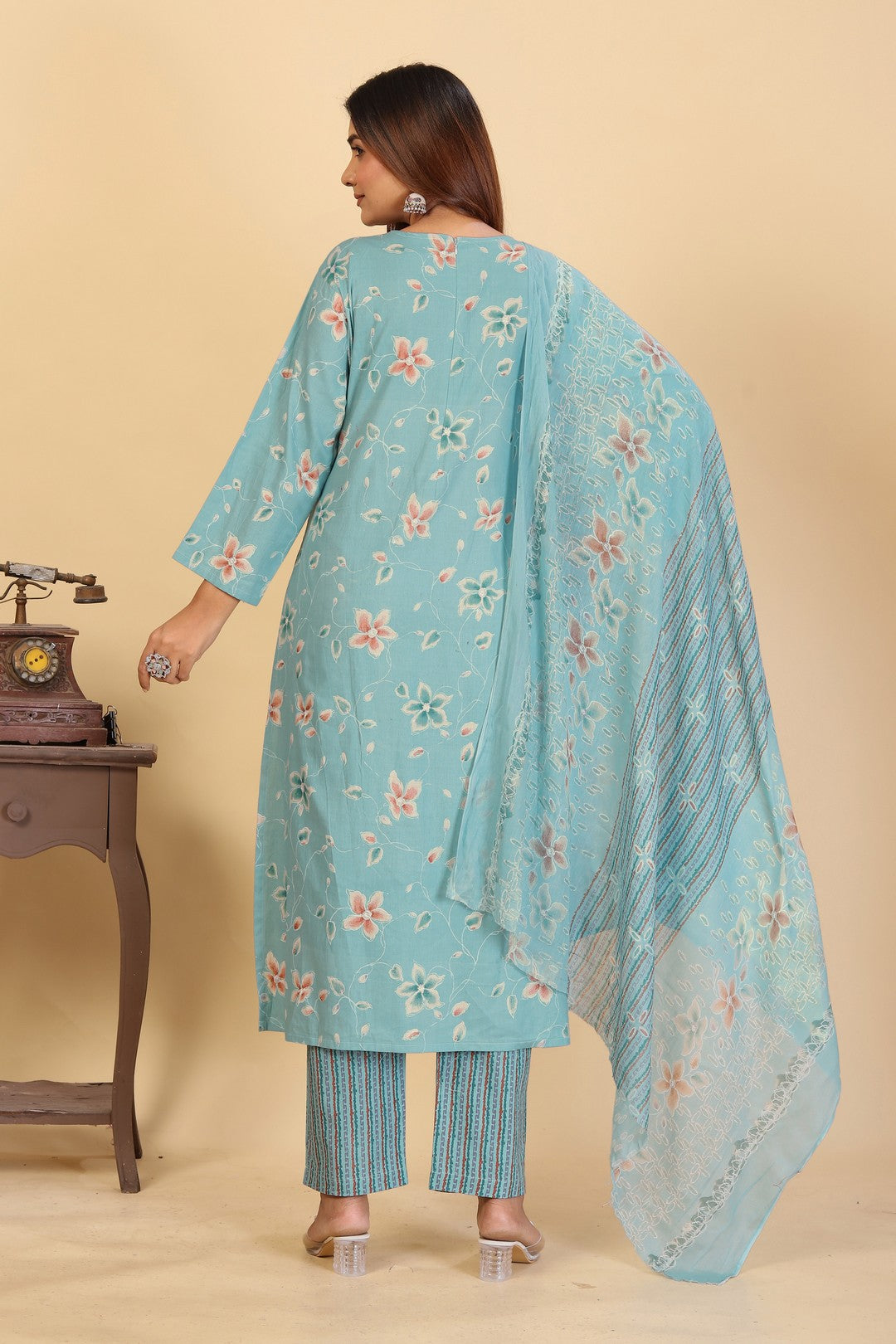 Larqi Women Pure Cotton Blue 3 Pcs Set