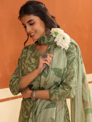 Larqi Women Pure Cotton Green 3 Pcs Set