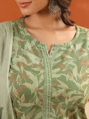 Larqi Women Pure Cotton Green 3 Pcs Set
