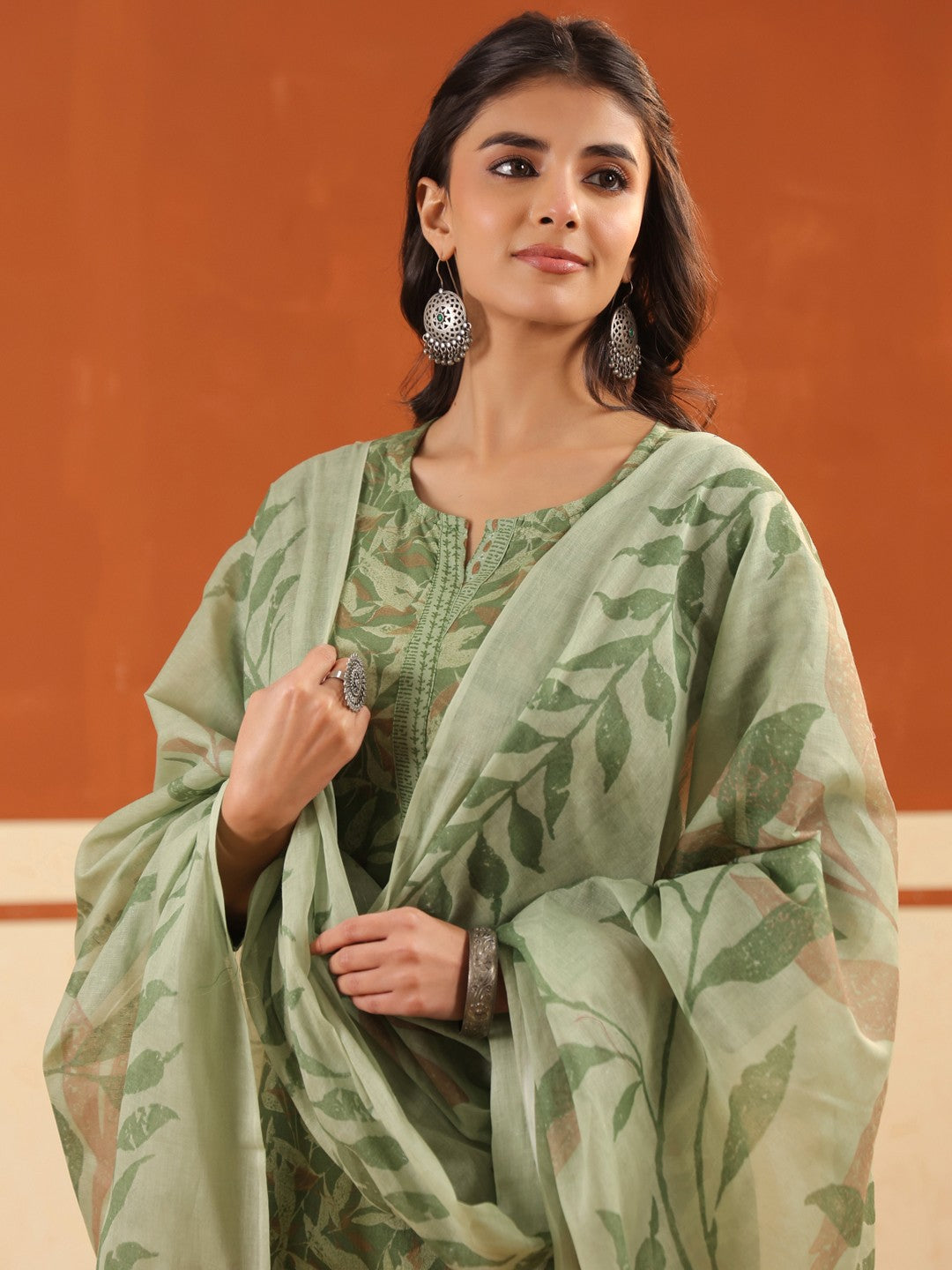 Larqi Women Pure Cotton Green 3 Pcs Set