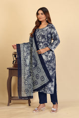 Larqi Women Pure Cotton Blue 3 Pcs Set