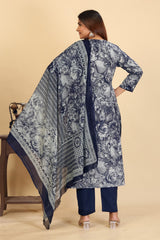 Larqi Women Pure Cotton Blue 3 Pcs Set