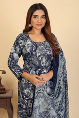 Larqi Women Pure Cotton Blue 3 Pcs Set