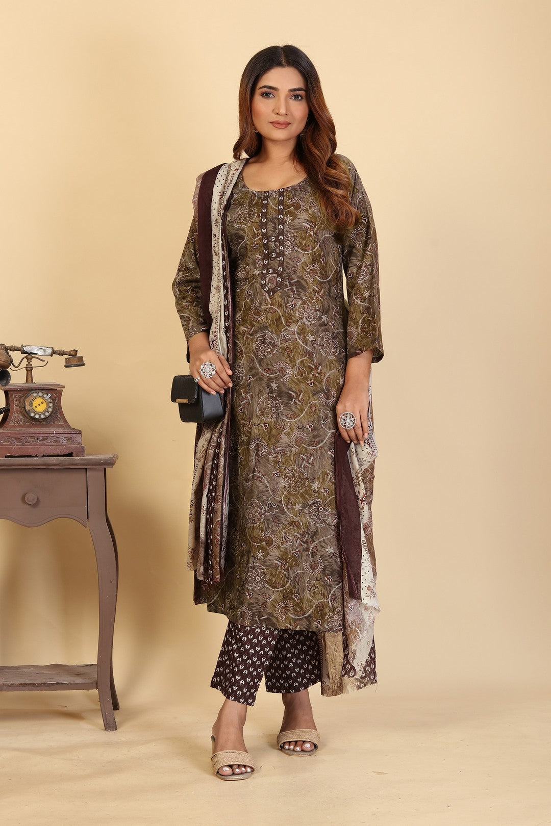 Larqi Women Pure Cotton Green 3 Pcs Set