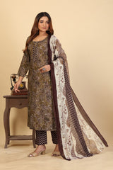 Larqi Women Pure Cotton Green 3 Pcs Set