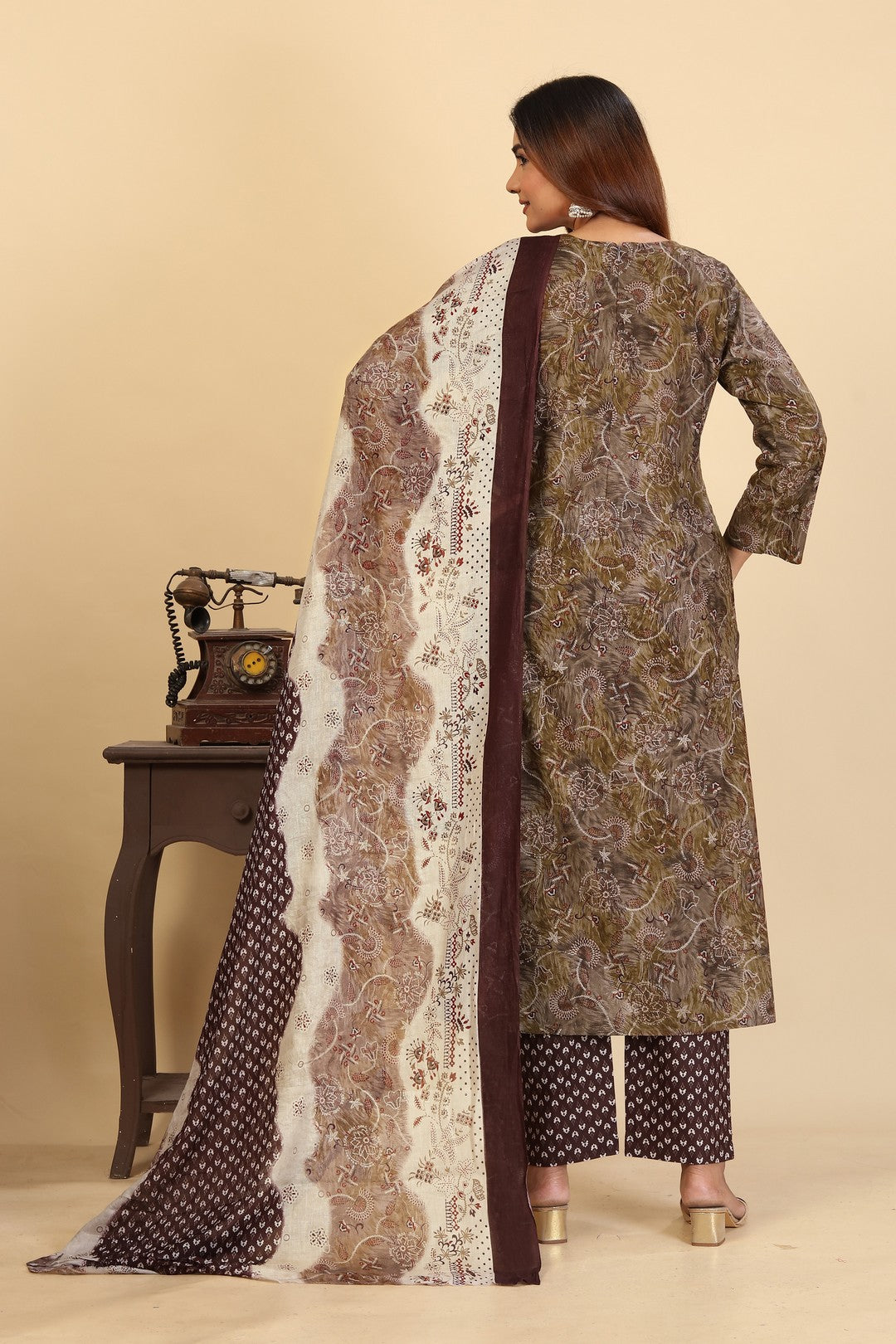Larqi Women Pure Cotton Green 3 Pcs Set