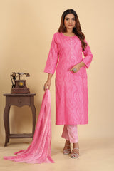 Larqi Women Pure Cotton Green 3 Pcs Set