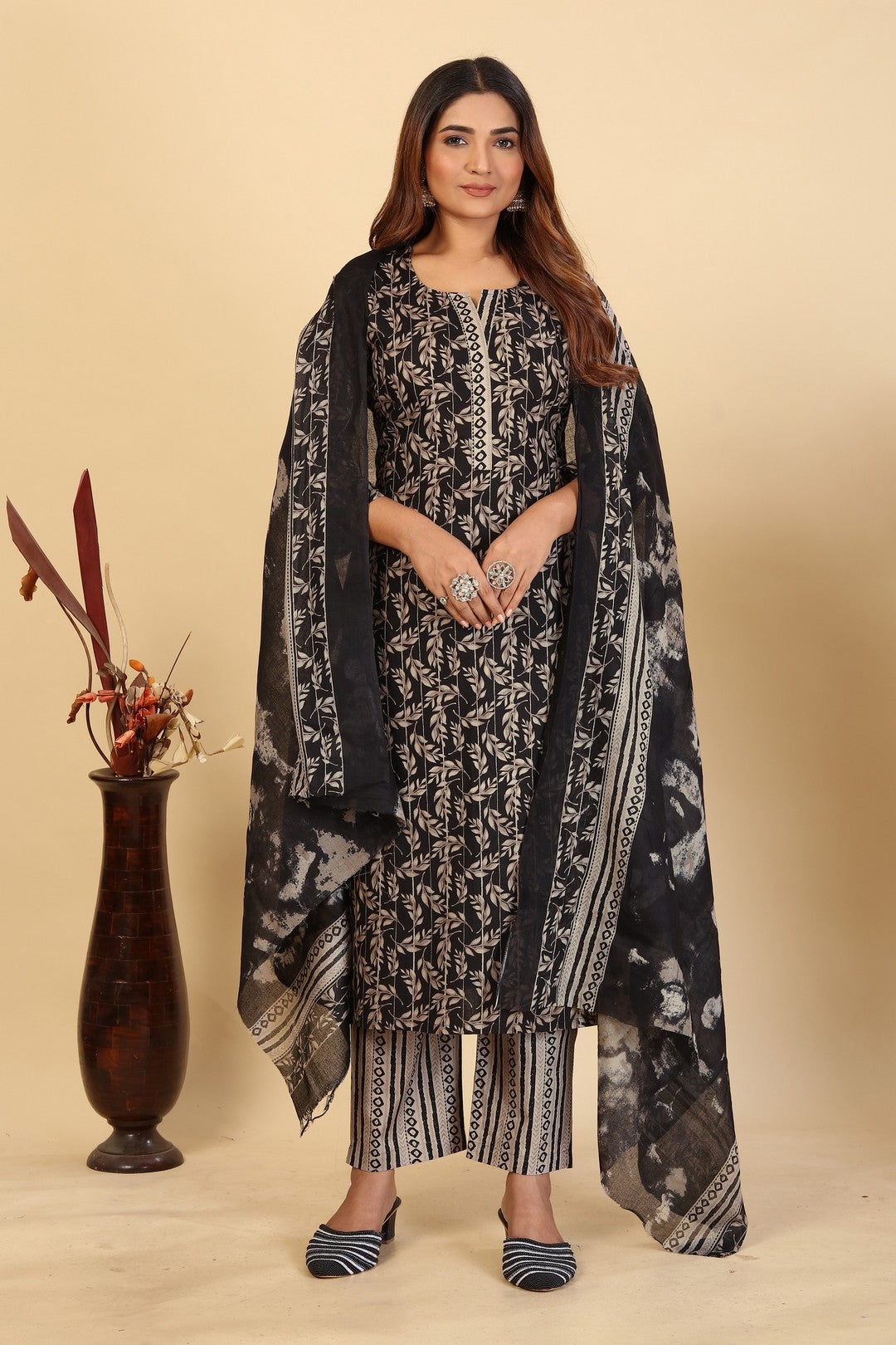 Larqi Women Pure Cotton Black 3 Pcs Set
