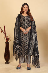 Larqi Women Pure Cotton Black 3 Pcs Set
