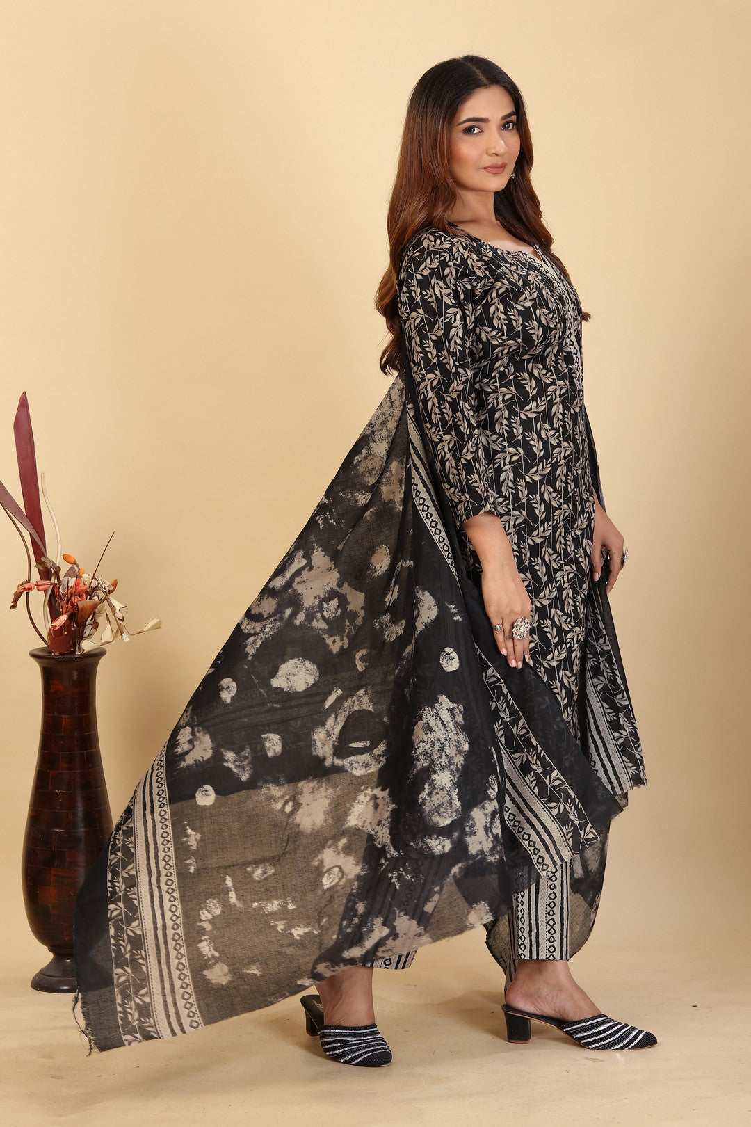 Larqi Women Pure Cotton Black 3 Pcs Set