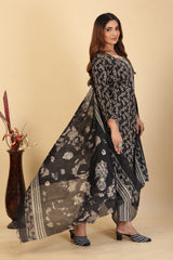 Larqi Women Pure Cotton Black 3 Pcs Set