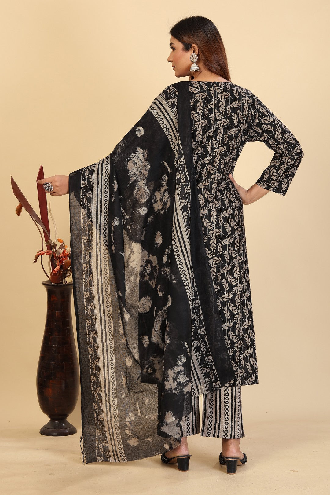 Larqi Women Pure Cotton Black 3 Pcs Set