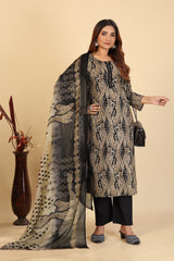 Larqi Women Pure Cotton Grey 3 Pcs Set