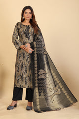 Larqi Women Pure Cotton Grey 3 Pcs Set