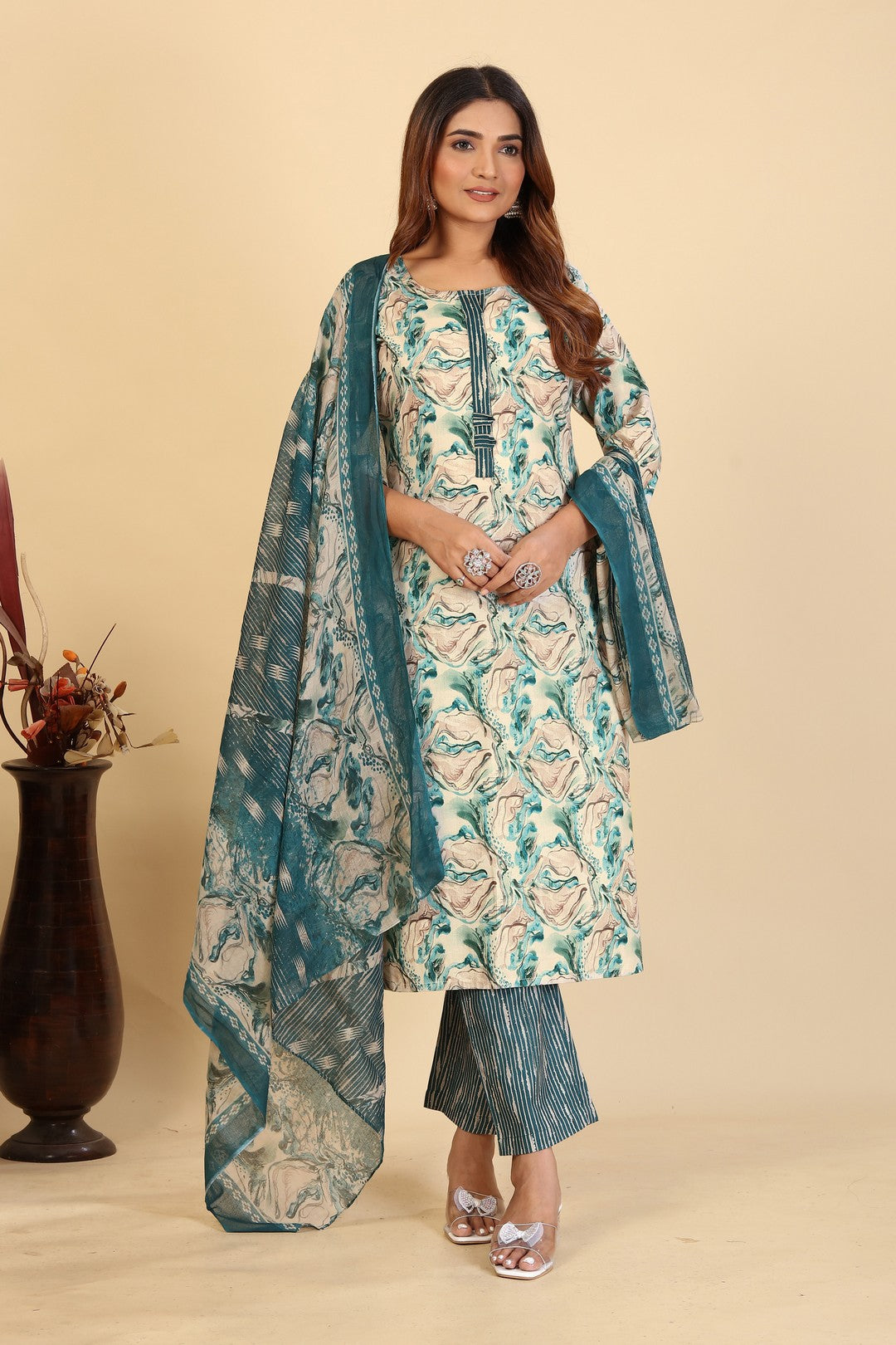 Larqi Women Pure Cotton Beige 3 Pcs Set