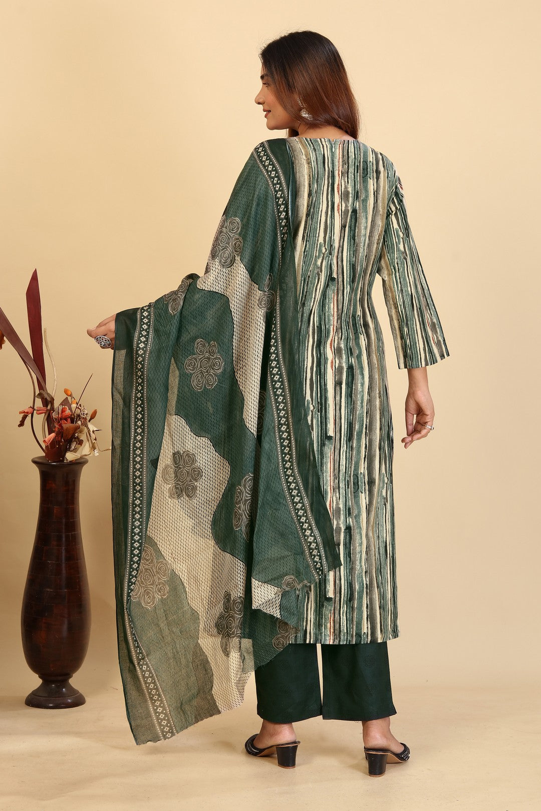 Larqi Women Pure Cotton Green 3 Pcs Set
