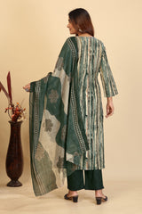 Larqi Women Pure Cotton Green 3 Pcs Set