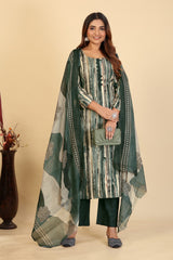 Larqi Women Pure Cotton Green 3 Pcs Set