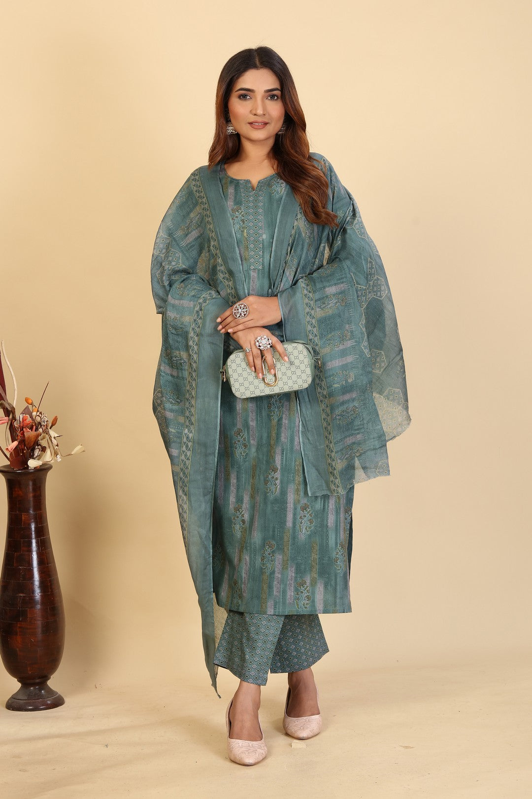 Larqi Women Pure Cotton Blue 3 Pcs Set