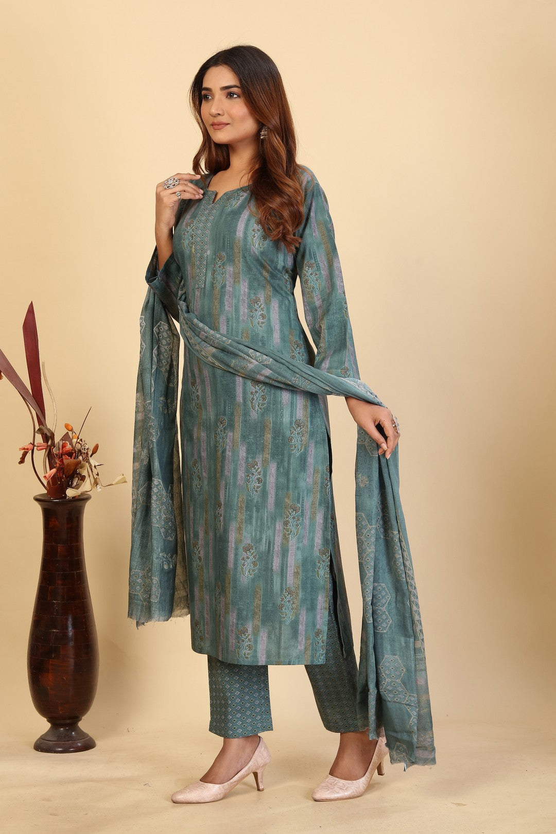 Larqi Women Pure Cotton Blue 3 Pcs Set