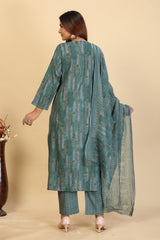 Larqi Women Pure Cotton Blue 3 Pcs Set
