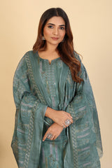 Larqi Women Pure Cotton Blue 3 Pcs Set