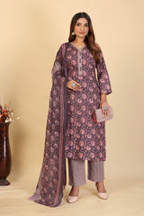Larqi Women Pure Cotton Grey 3 Pcs Set