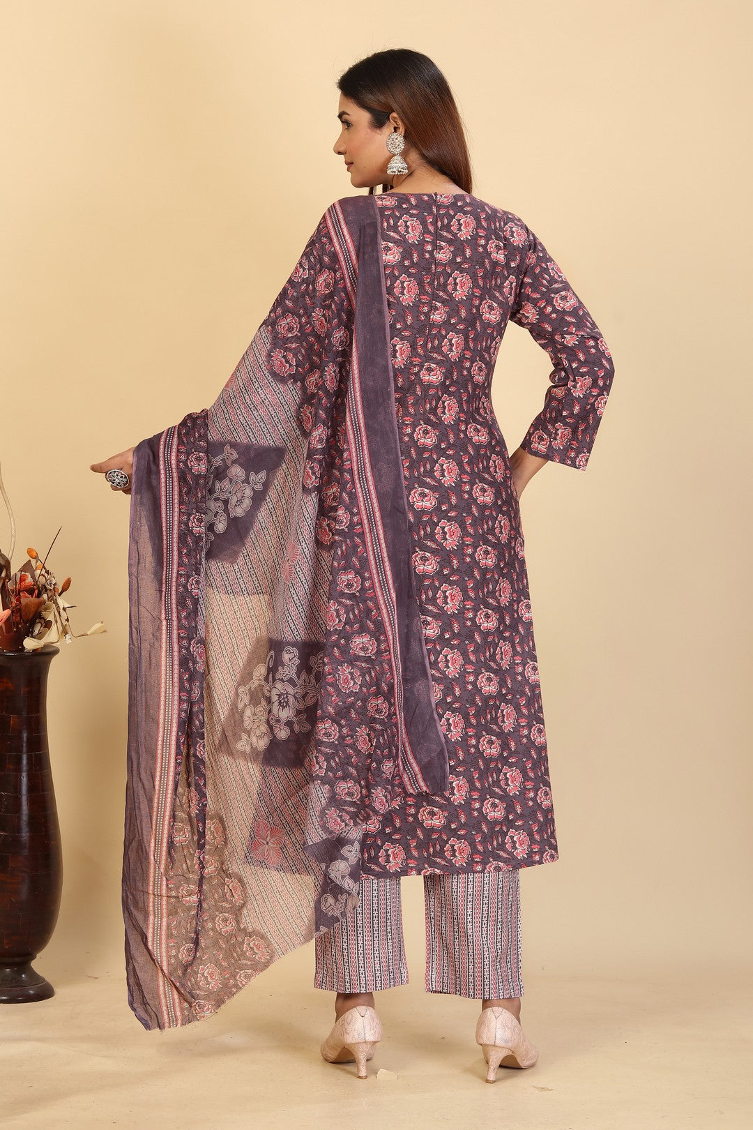 Larqi Women Pure Cotton Grey 3 Pcs Set