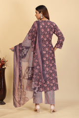 Larqi Women Pure Cotton Grey 3 Pcs Set