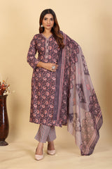 Larqi Women Pure Cotton Grey 3 Pcs Set