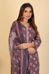 Larqi Women Pure Cotton Grey 3 Pcs Set