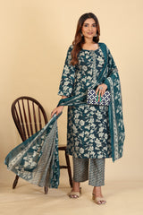 Larqi Women Pure Cotton Khaki 3 Pcs Set