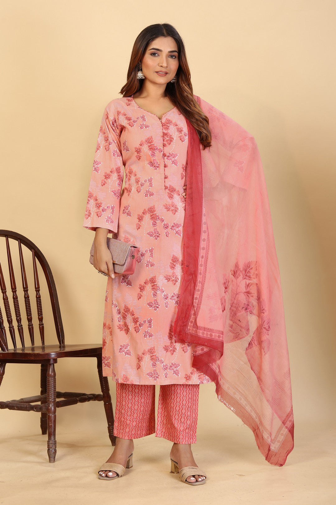 Larqi Women Pure Cotton Khaki 3 Pcs Set