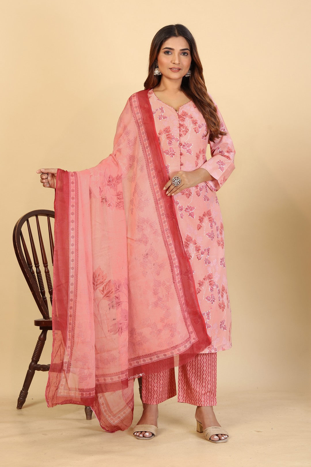 Larqi Women Pure Cotton Khaki 3 Pcs Set